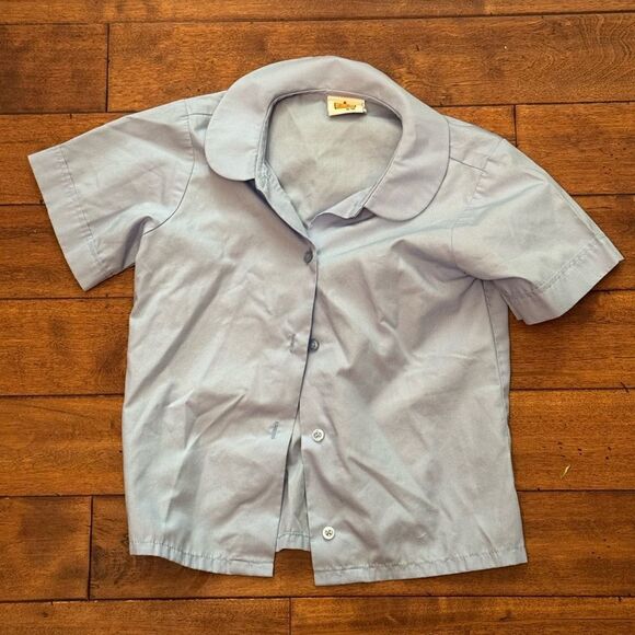 A+ By SAI Short Sleeve  Uniform Blue Button Down Shirt Size 6 - Picture 1 of 3